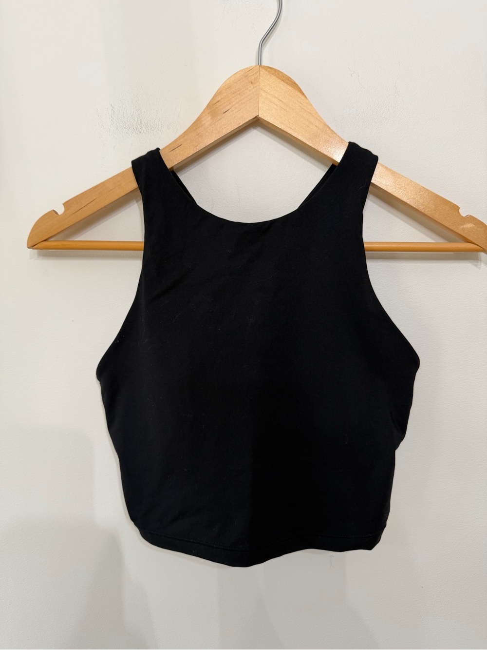 Athleta Conscious Crop Sports Bra Athletic Top Black High Neck Stretch Womens XS